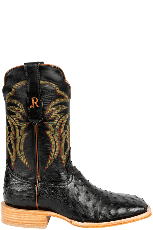 R. Watson Full Quill Ostrich Cowboy Boots - Black