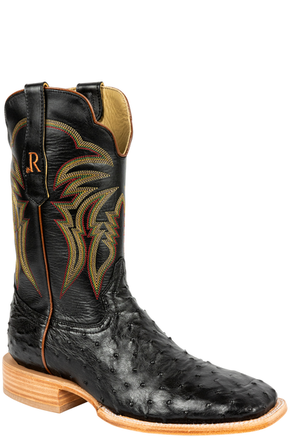 R. Watson Full Quill Ostrich Cowboy Boots - Black