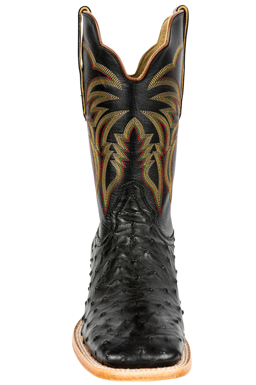 R. Watson Full Quill Ostrich Cowboy Boots - Black