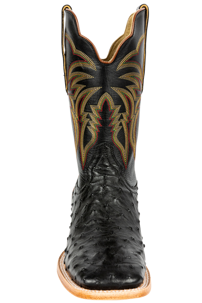 R. Watson Full Quill Ostrich Cowboy Boots - Black