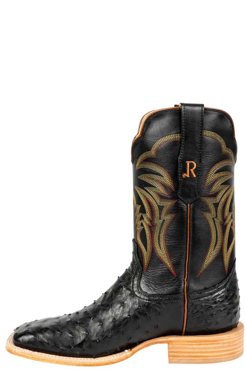 R. Watson Full Quill Ostrich Cowboy Boots - Black