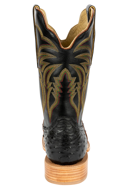R. Watson Full Quill Ostrich Cowboy Boots - Black