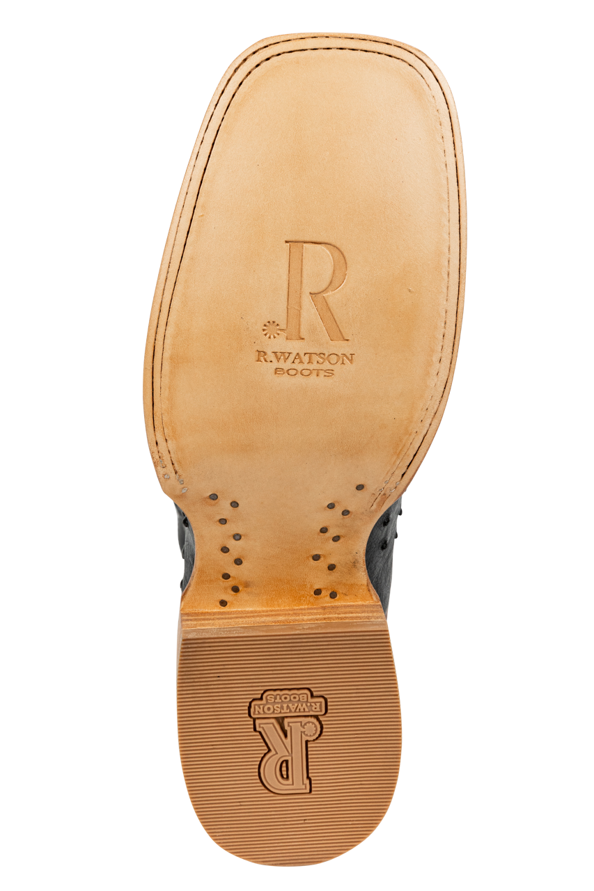 R. Watson Full Quill Ostrich Cowboy Boots - Black