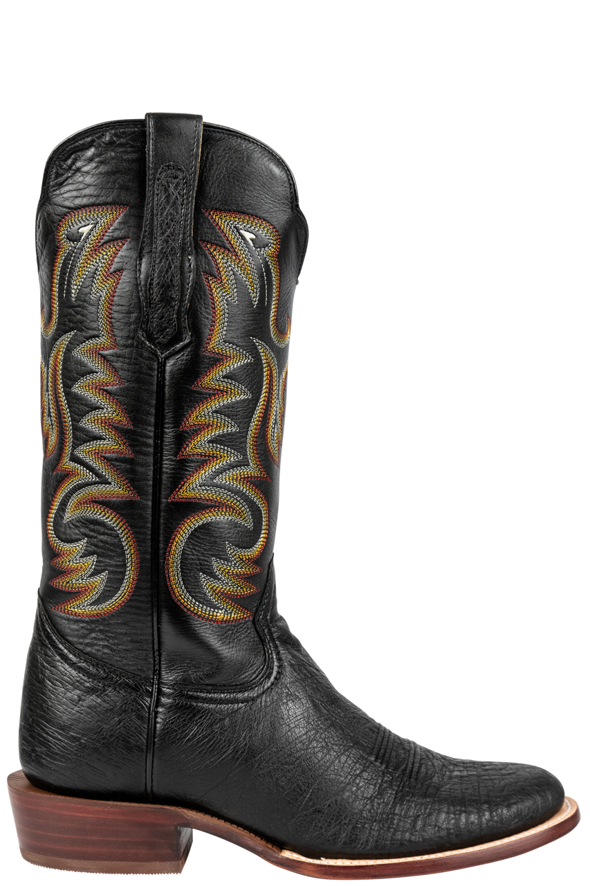 R. Watson Smooth Ostrich Roper Boots - Black