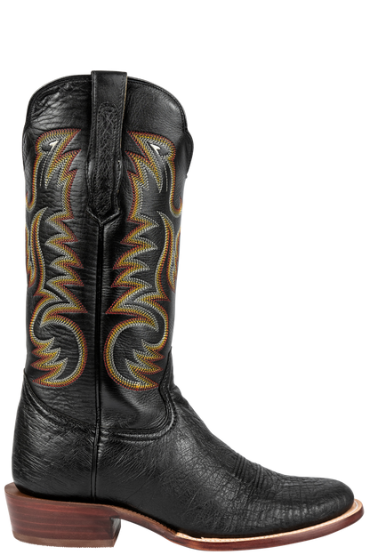 R. Watson Smooth Ostrich Roper Boots - Black