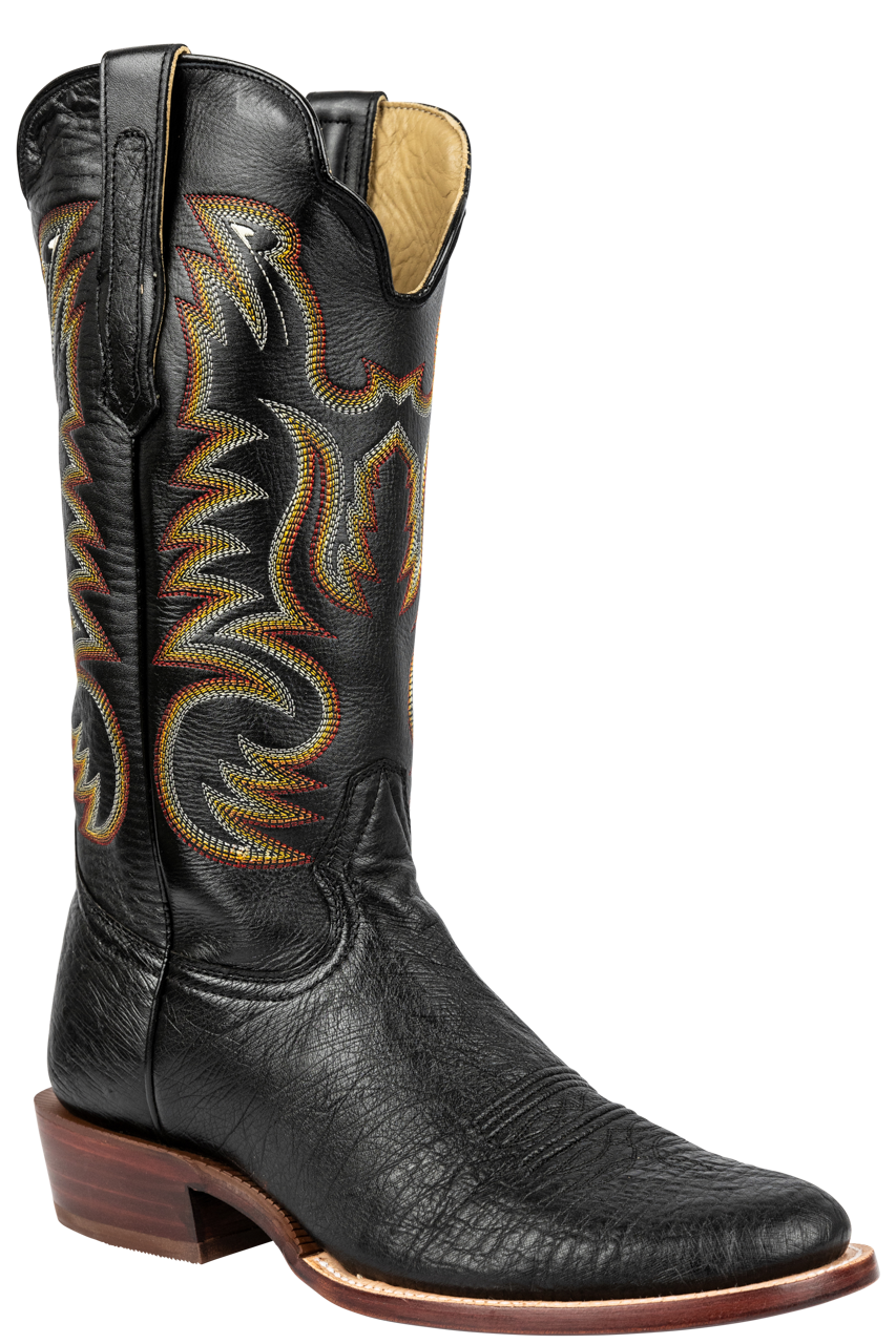 R. Watson Black Smooth Ostrich Roper Boots | Pinto Ranch