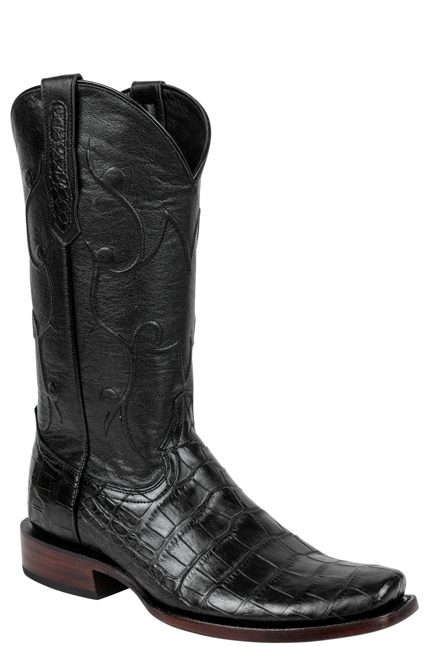 R. Watson American Alligator Cowboy Boots - Black