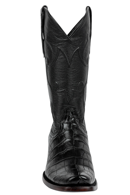 R. Watson American Alligator Cowboy Boots - Black