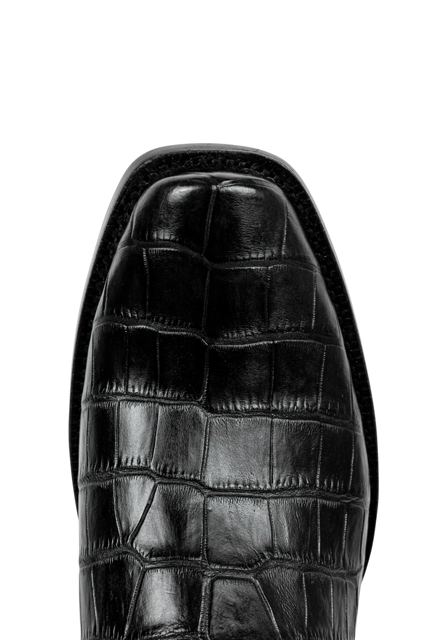 R. Watson American Alligator Cowboy Boots - Black