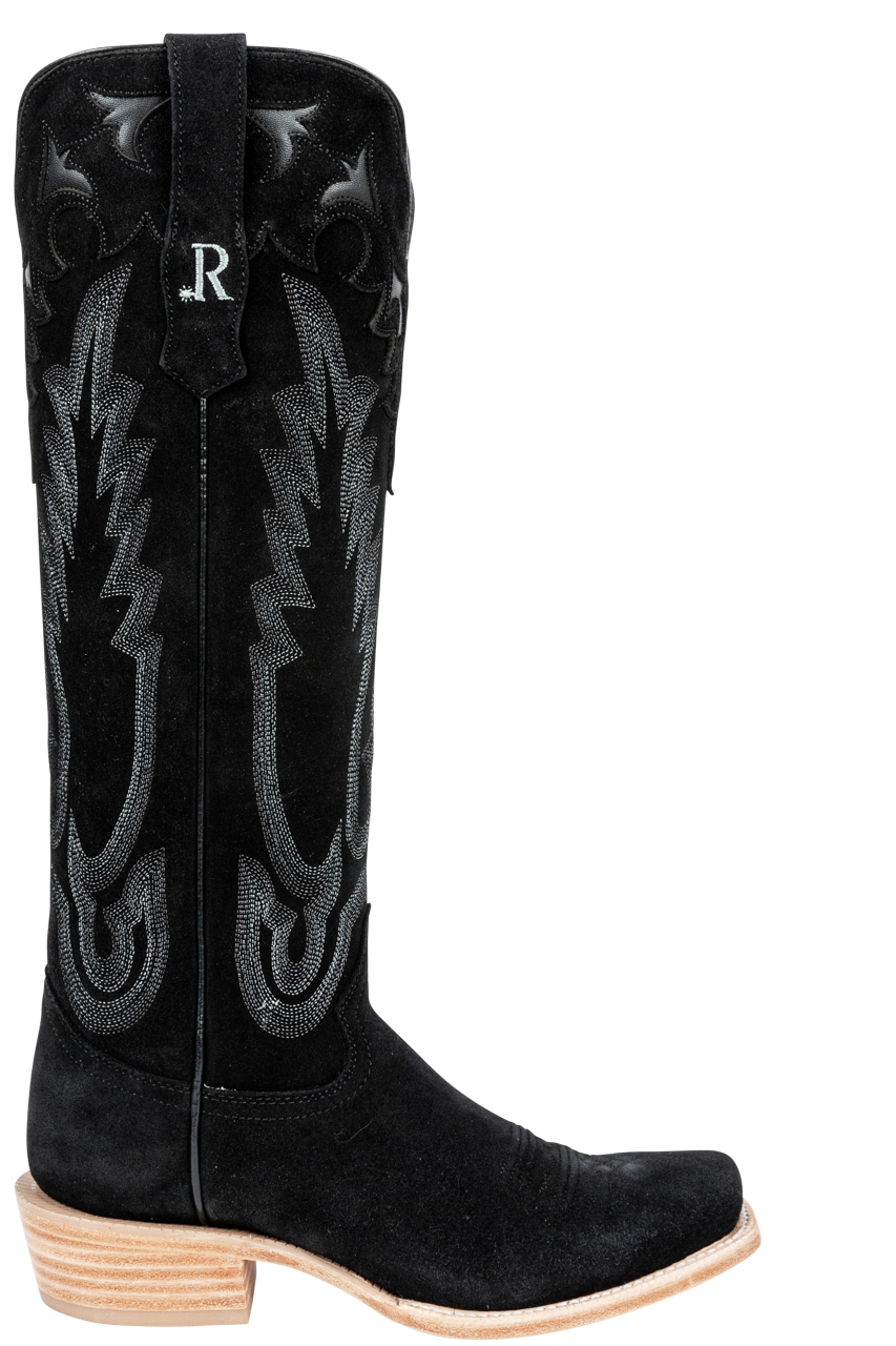 R. Watson Roughout Narrow Cowgirl Boots - Black