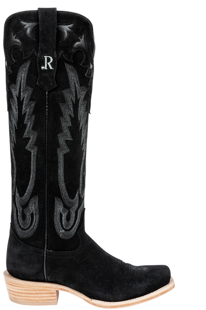 R. Watson Roughout Narrow Cowgirl Boots - Black