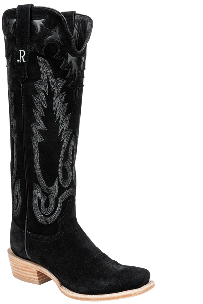 R. Watson Roughout Narrow Cowgirl Boots - Black
