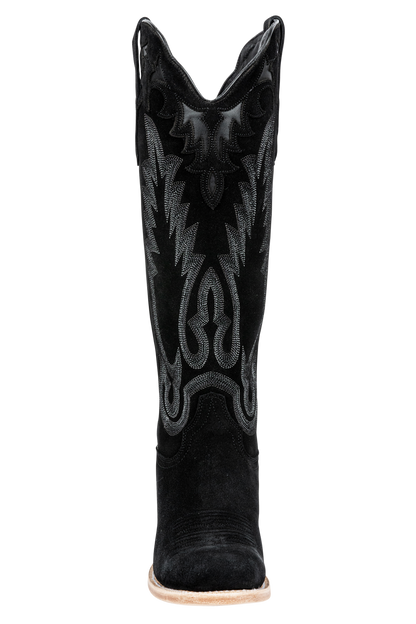 R. Watson Roughout Narrow Cowgirl Boots - Black