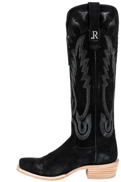 R. Watson Roughout Narrow Cowgirl Boots - Black