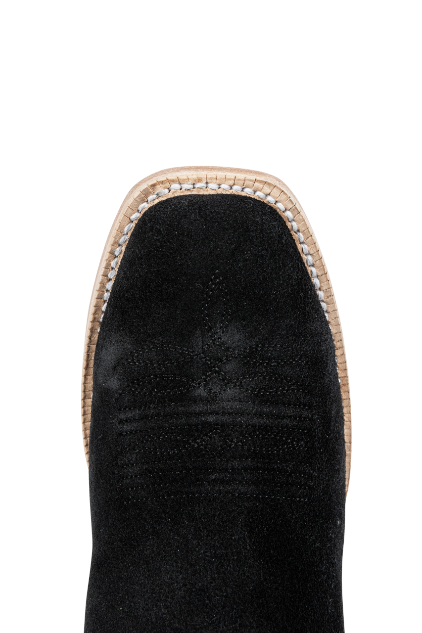 R. Watson Roughout Narrow Cowgirl Boots - Black