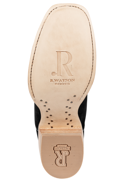 R. Watson Roughout Narrow Cowgirl Boots - Black