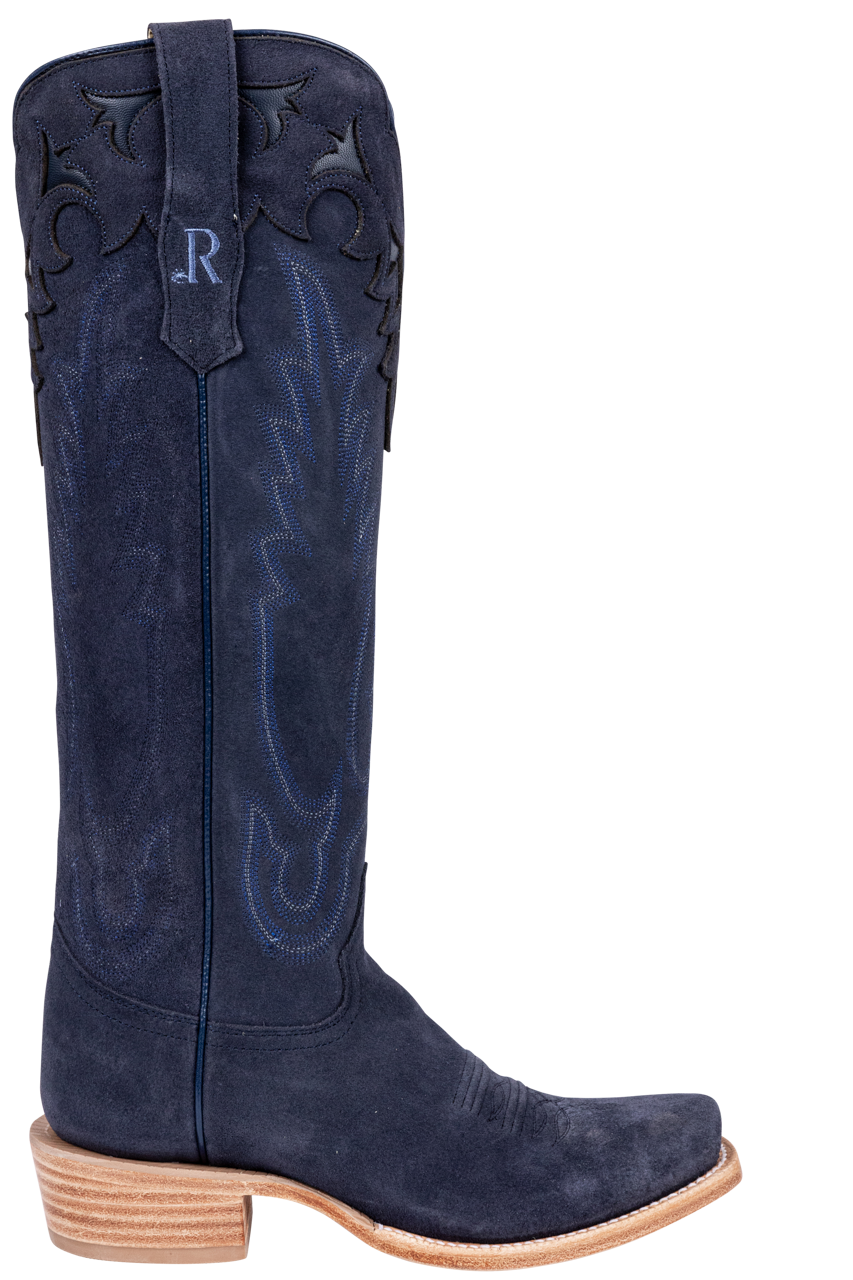 R. Watson Roughout Narrow Cowgirl Boots - Midnight Blue