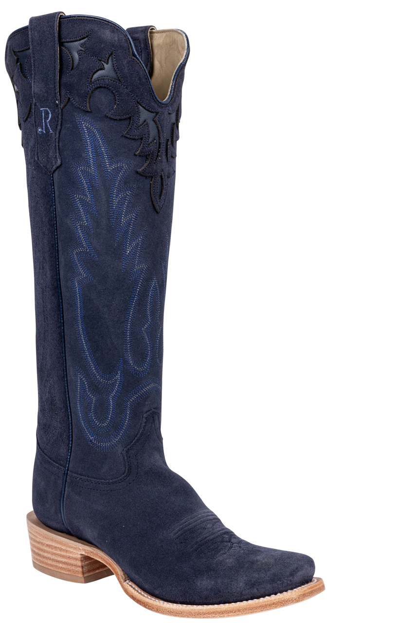 R. Watson Roughout Narrow Cowgirl Boots - Midnight Blue
