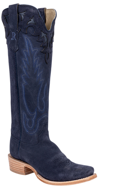 R. Watson Roughout Narrow Cowgirl Boots - Midnight Blue