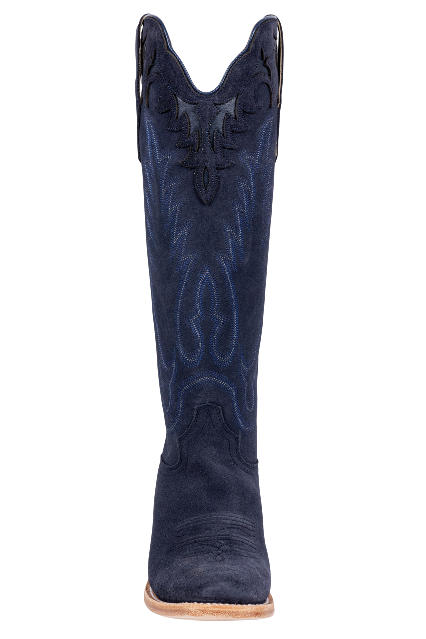 R. Watson Roughout Narrow Cowgirl Boots - Midnight Blue