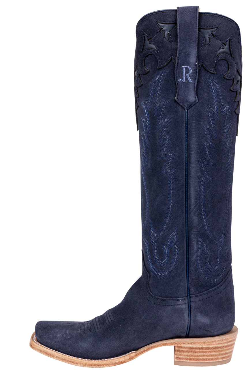 R. Watson Roughout Narrow Cowgirl Boots - Midnight Blue
