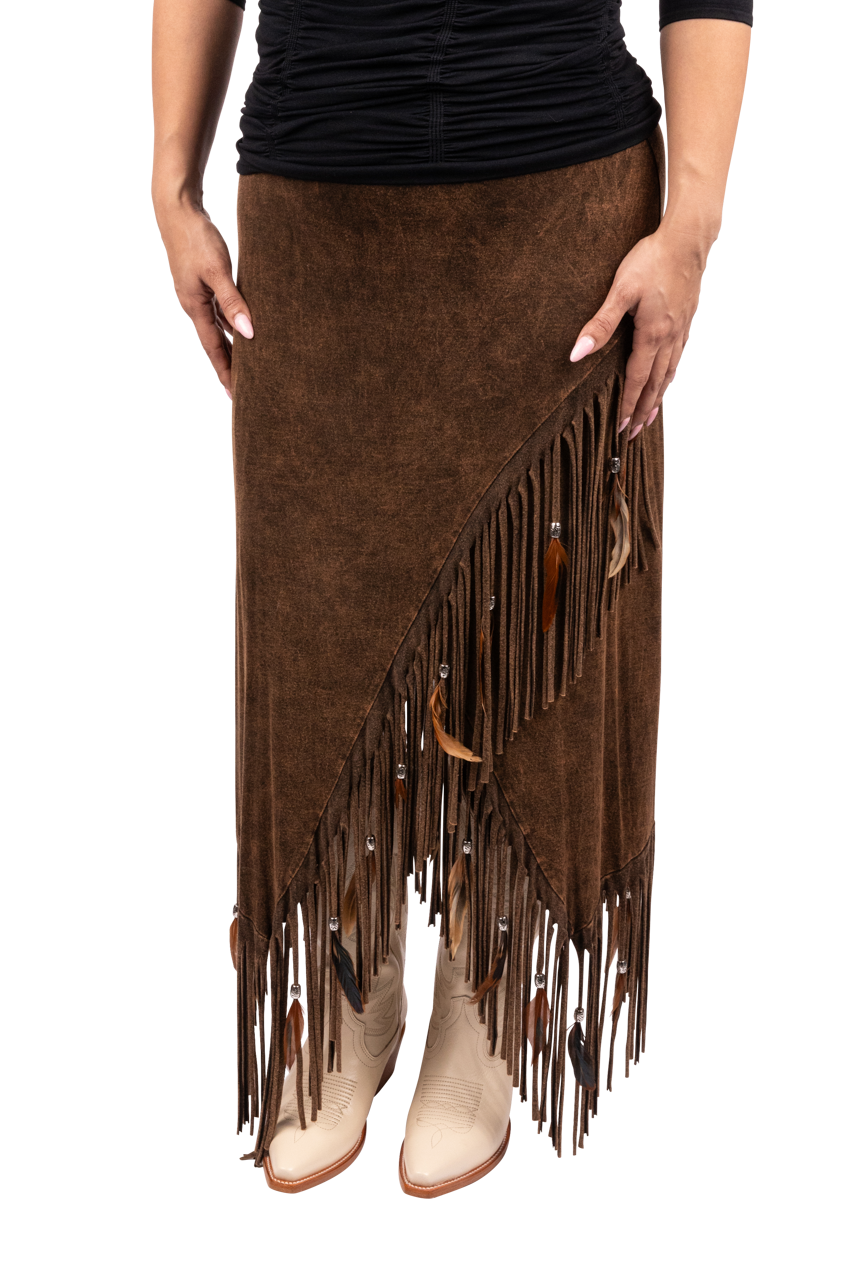 Pat Dahnke Brown Criss-Cross Skirt