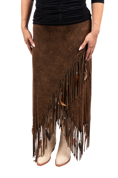 Pat Dahnke Brown Criss-Cross Skirt