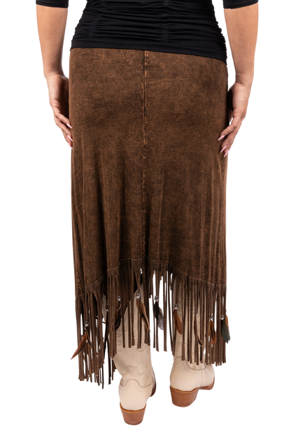 Pat Dahnke Brown Criss-Cross Skirt