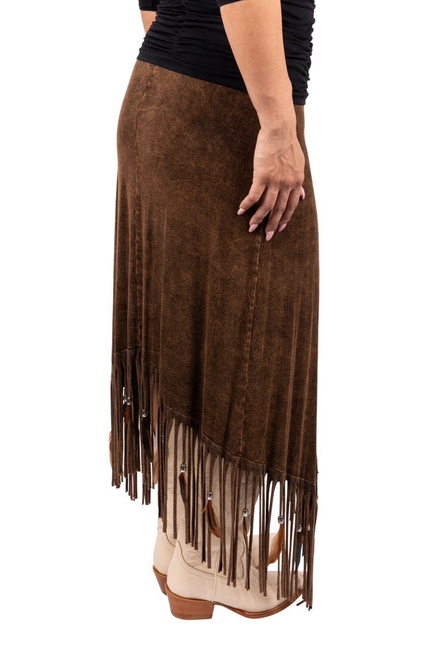 Pat Dahnke Brown Criss-Cross Skirt