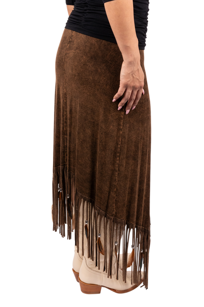 Pat Dahnke Brown Criss-Cross Skirt