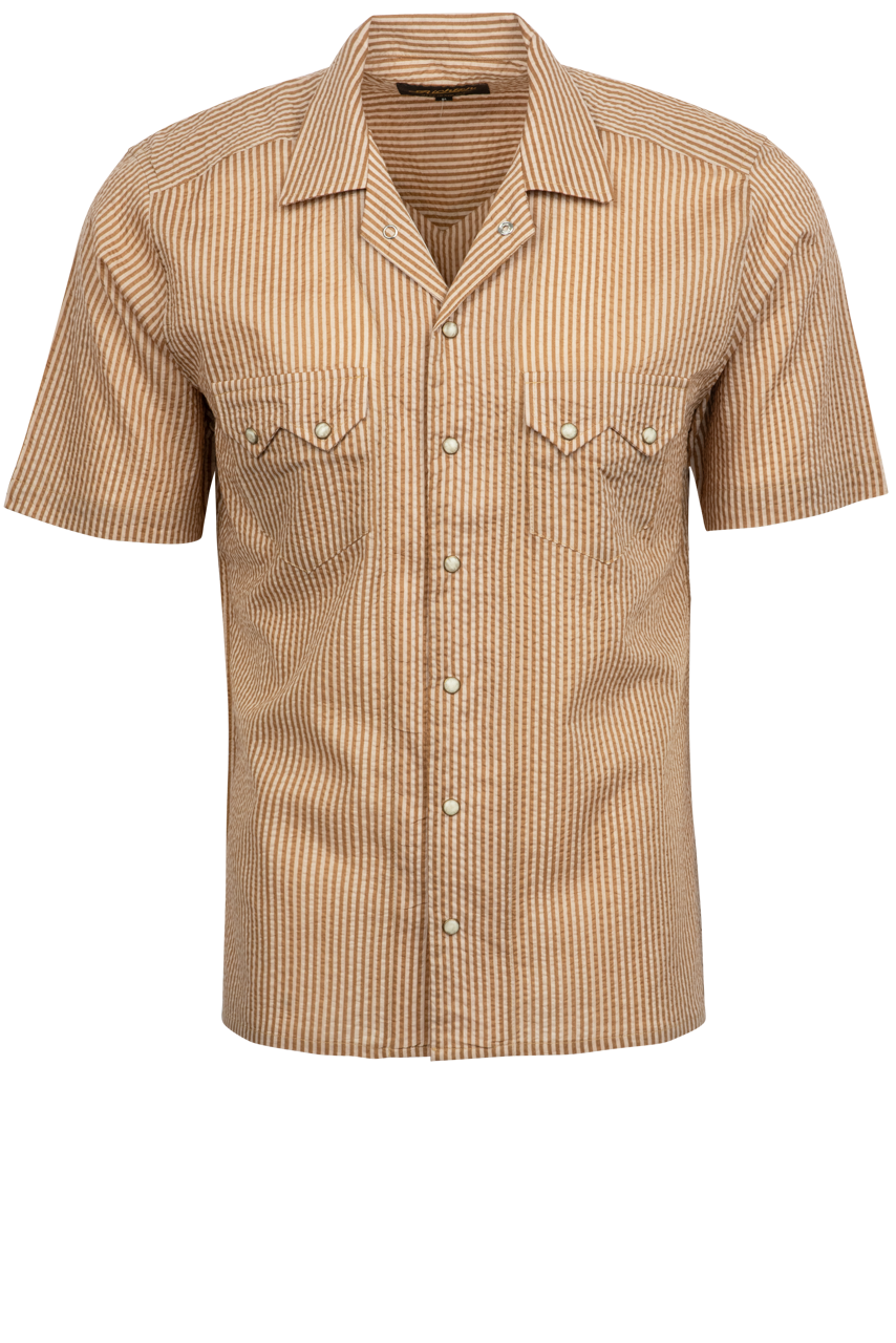 Richter Goods Salado Woven Snap Front Shirt - Clay Stripes