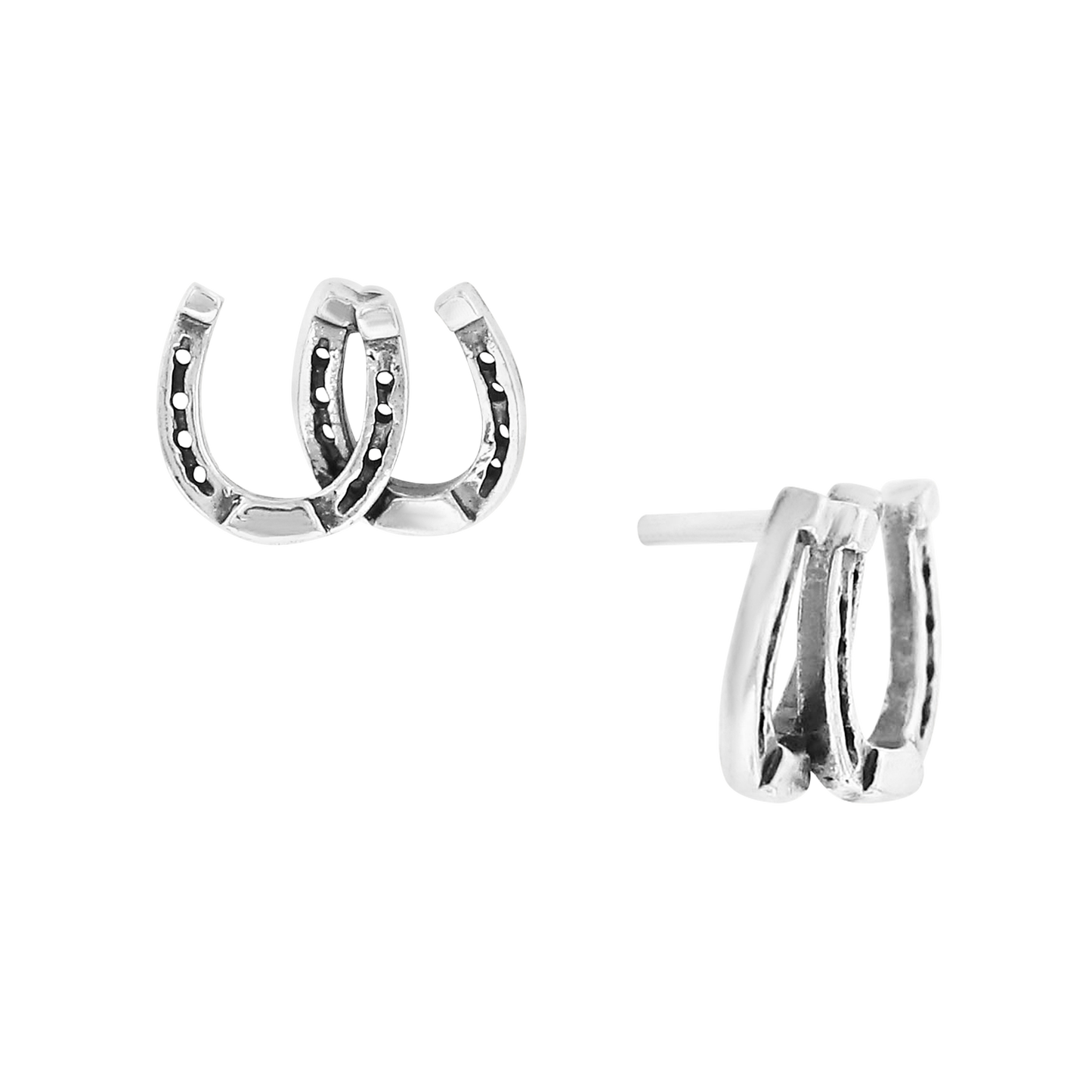 Sterling Silver Double Horseshoe Stud Earrings