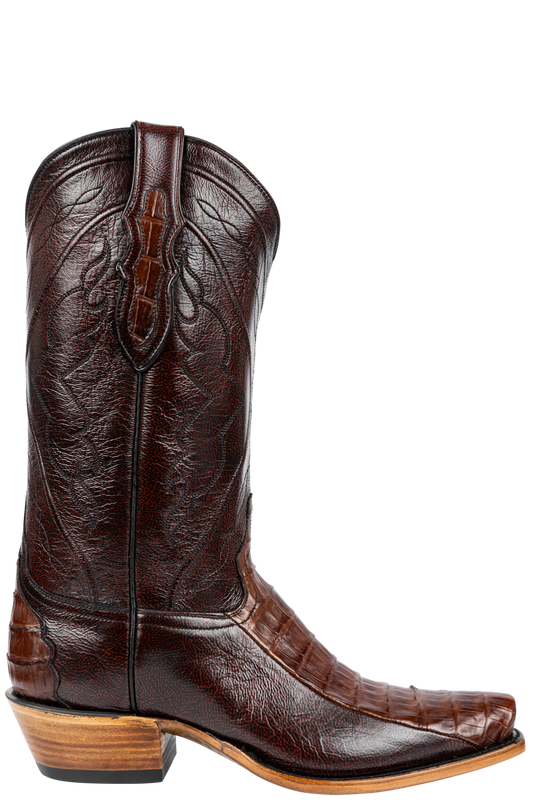 Tony Lama Caiman & Goat Cowboy Boots - Black Cherry