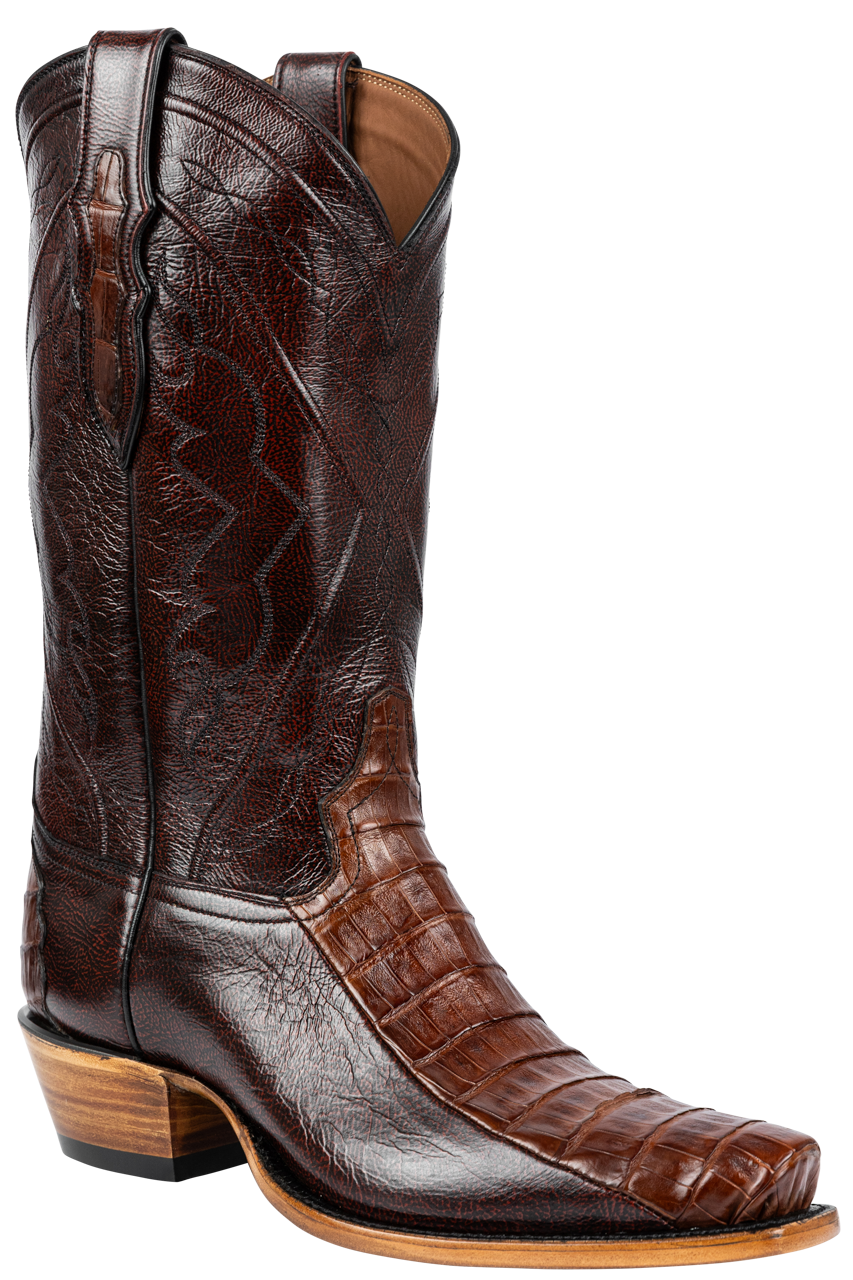 Tony Lama Caiman & Goat Cowboy Boots - Black Cherry