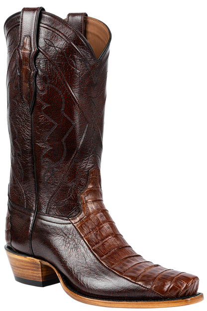 Tony Lama Caiman & Goat Cowboy Boots - Black Cherry