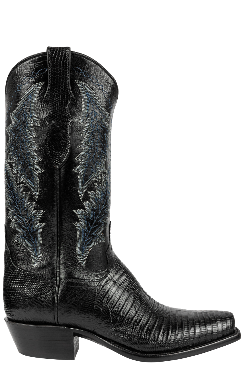 Tony Lama Lizard Cowboy Boots - Midnight Black