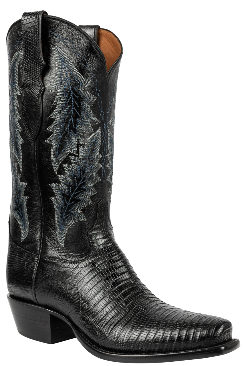 Tony Lama Lizard Cowboy Boots - Midnight Black