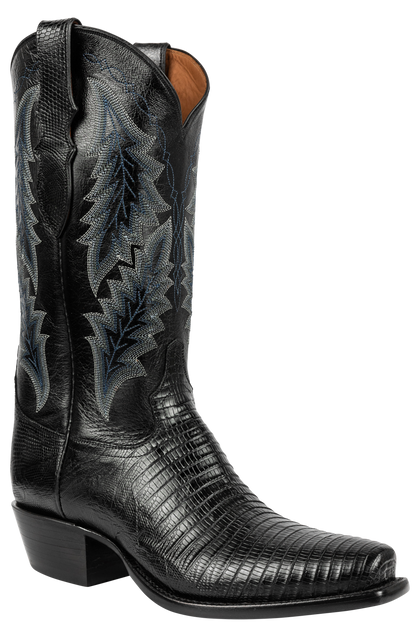 Tony Lama Lizard Cowboy Boots - Midnight Black