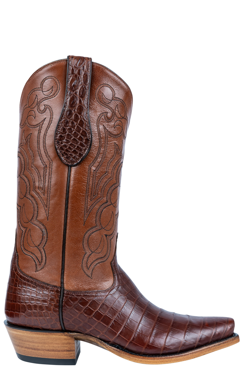 Tony Lama Nile Crocodile Cowboy Boots - Cognac