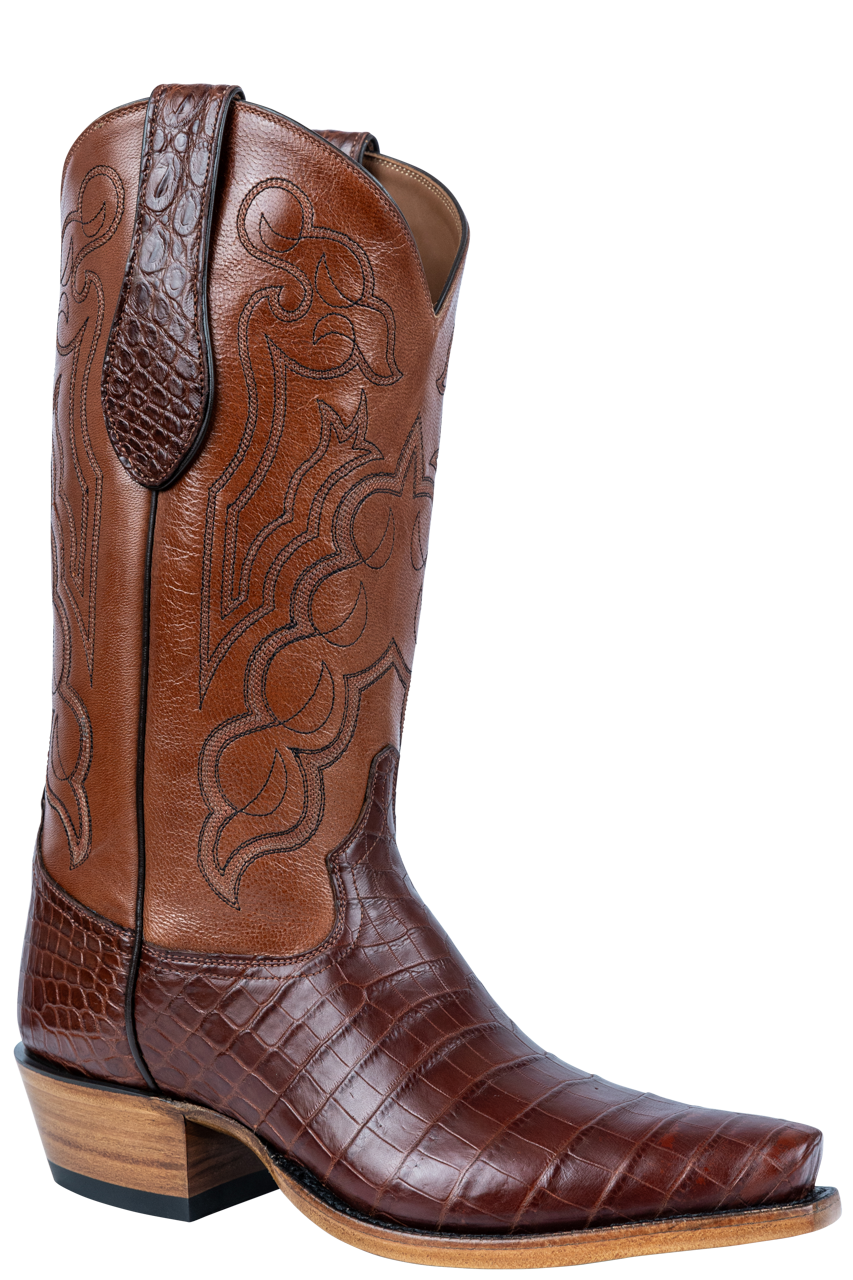 Tony Lama Nile Crocodile Cowboy Boots - Cognac