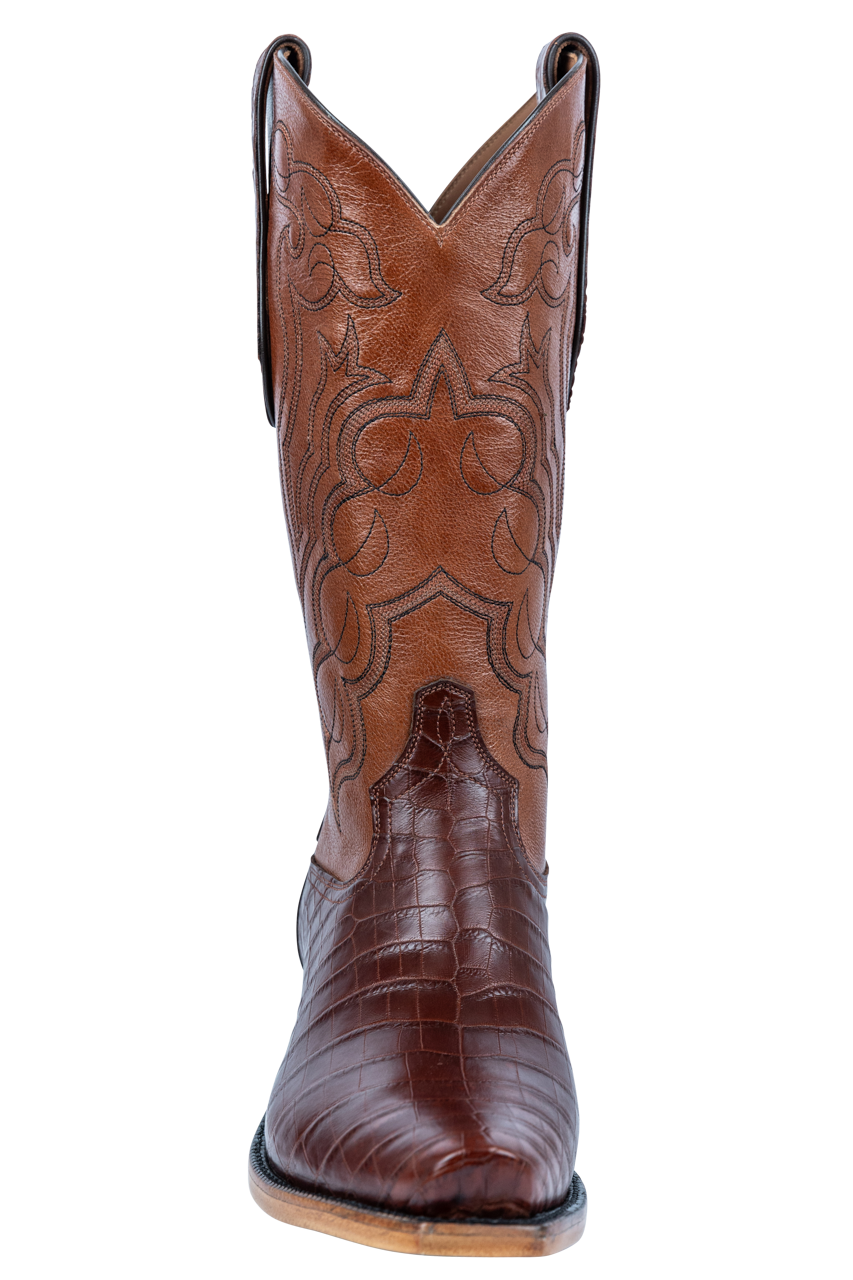 Tony Lama Nile Crocodile Cowboy Boots - Cognac