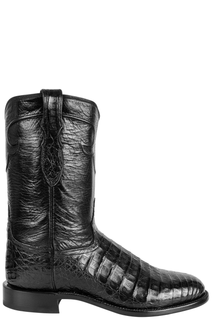 Tony Lama Caiman Belly Roper Boots - Black