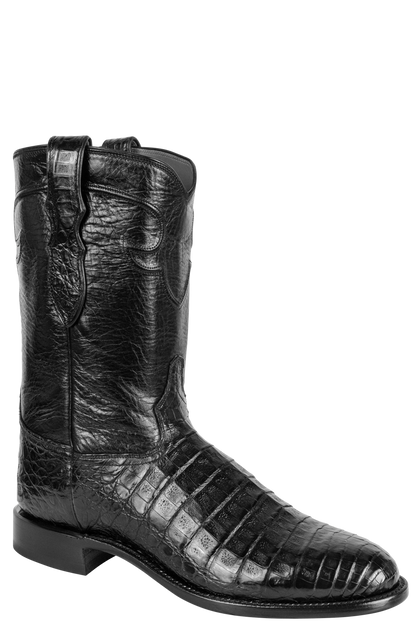 Tony Lama Caiman Belly Roper Boots - Black