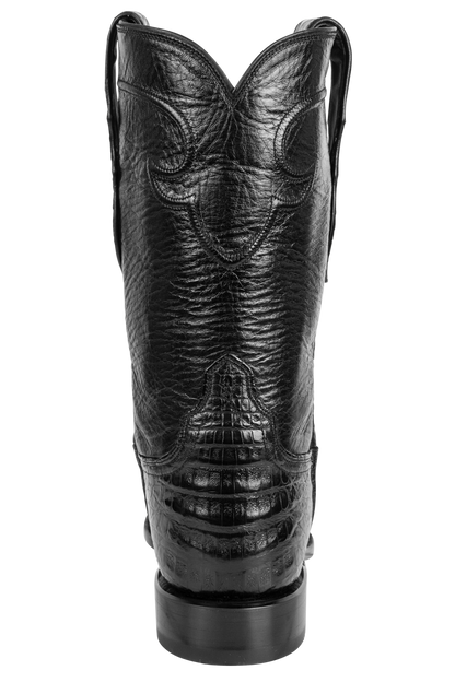 Tony Lama Caiman Belly Roper Boots - Black