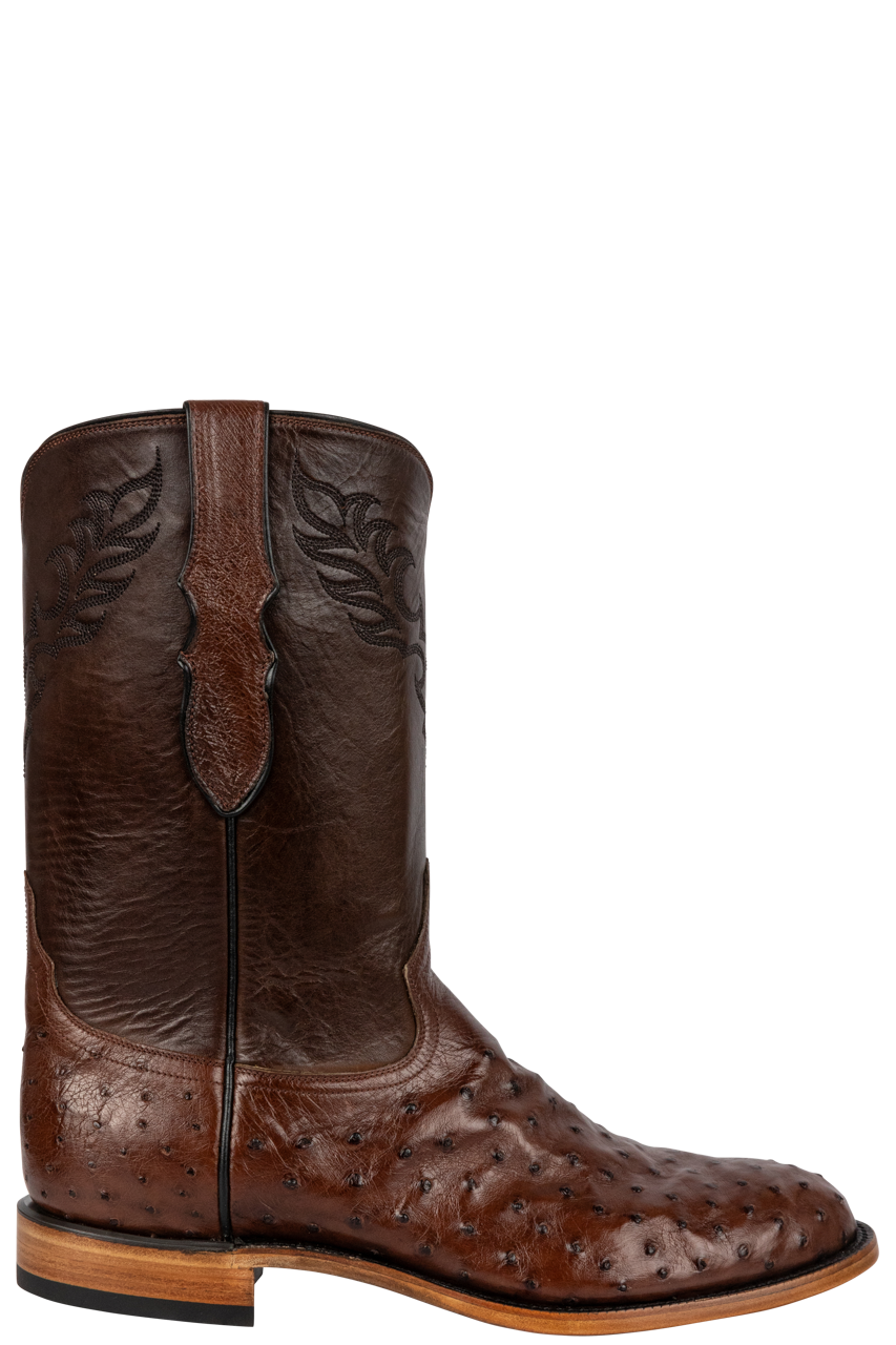 Tony Lama Exotic Ostrich Roper Boots - Tobacco