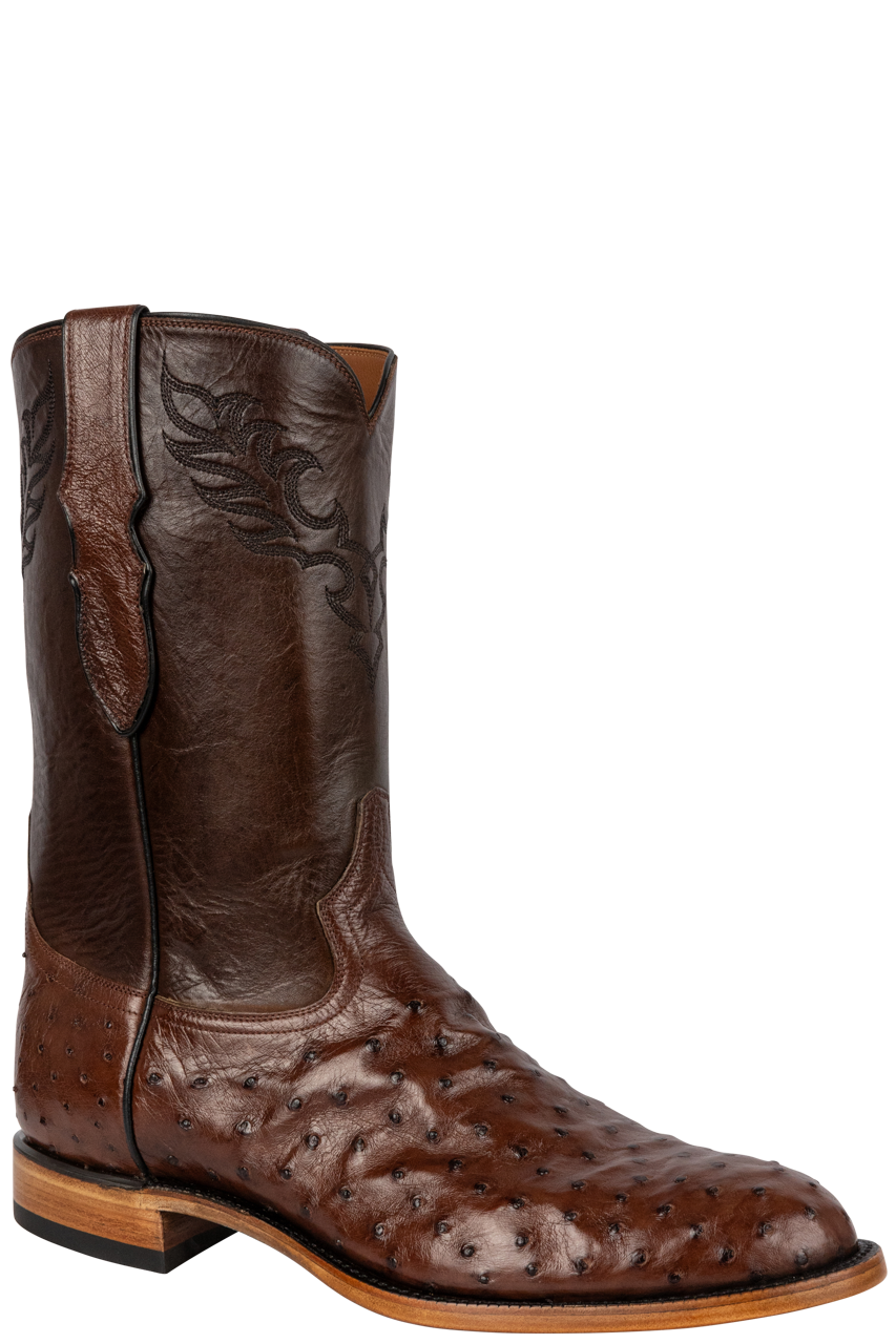 Tony Lama Exotic Ostrich Roper Boots - Tobacco