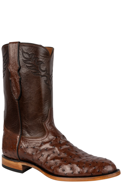 Tony Lama Exotic Ostrich Roper Boots - Tobacco