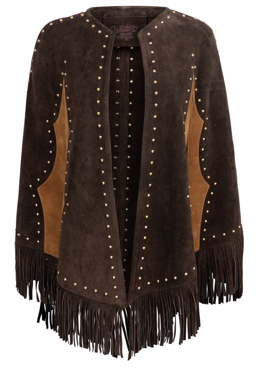Western and Co. Shades of Chocolate Suede Cape