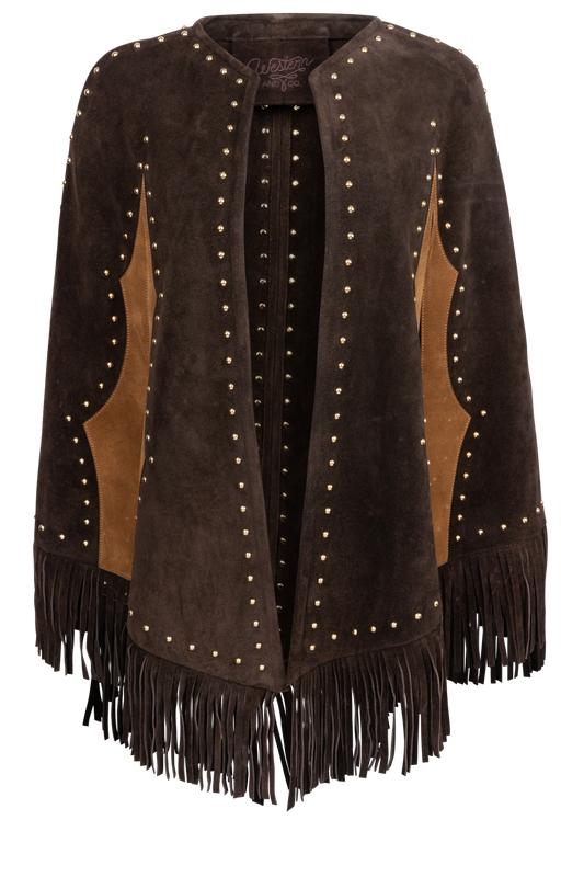 Western and Co. Shades of Chocolate Suede Cape