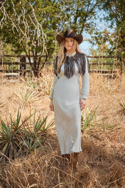 Folk Saint Hazy Blue Dahlia Dress